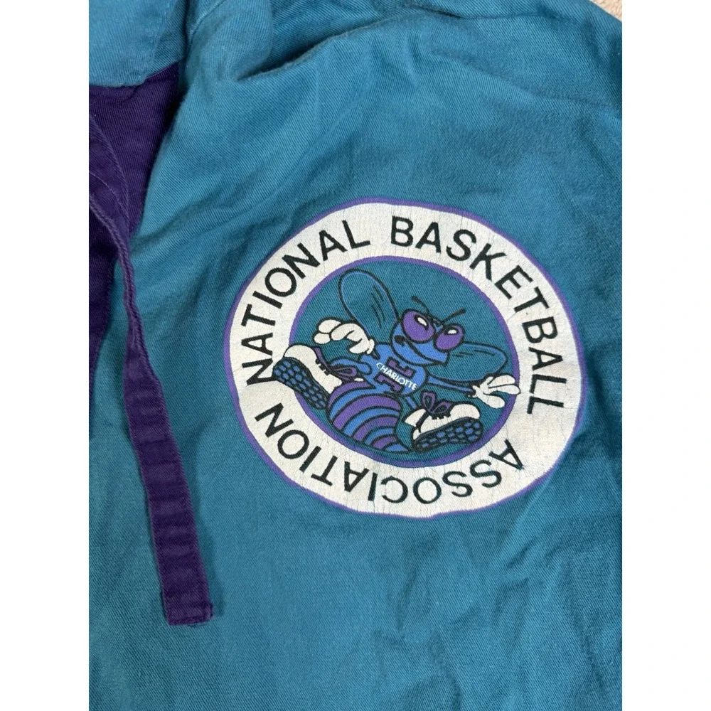 Vtg 90s Charlotte Hornets NBA Hooded Anorak Pullover Jacket Men's M** Made USA